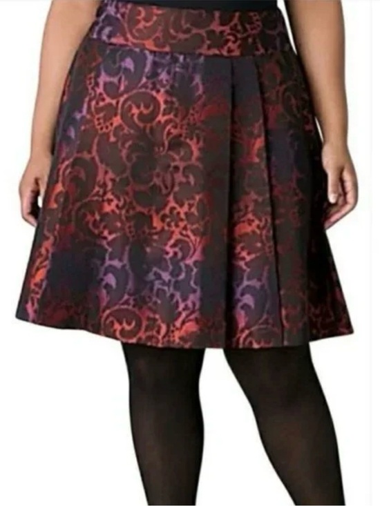 Lane Bryant Dresses & Skirts - Lane Bryant Pleated A-Line Metallic Damask Skirt in Black and Red NWT Sz 22